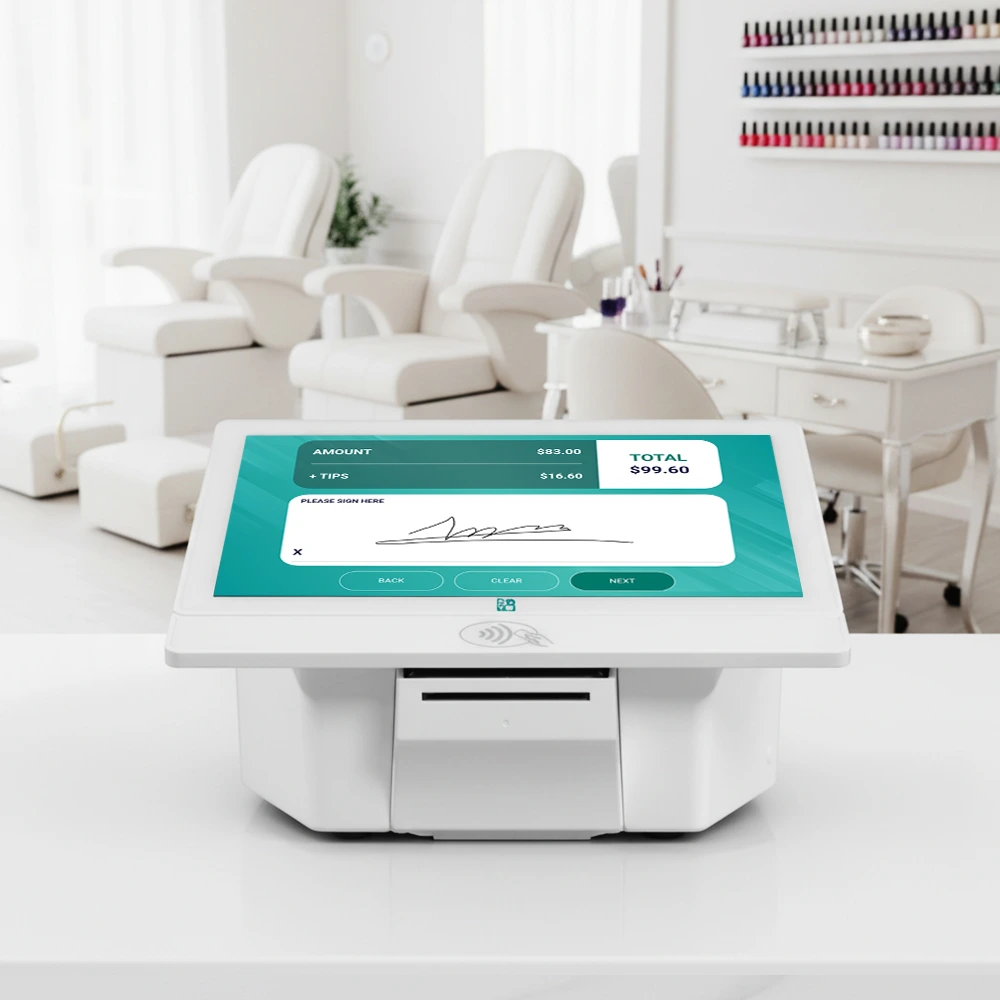 Contactless payment terminal for salon checkout