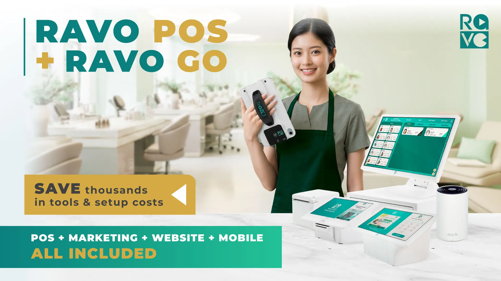 Nail salon owner using RAVO POS